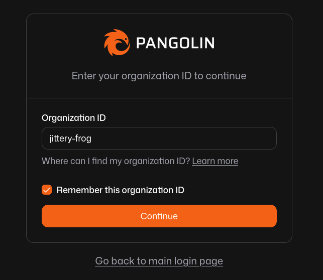 Enter Org. ID